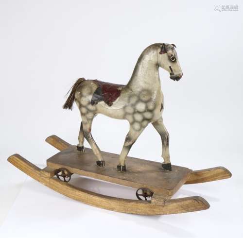 19th Century English toy rocking horse, circa 1870, dapple c...