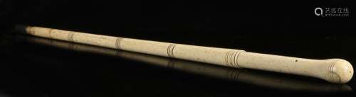 George III whalebone walking stick, circa 1800, the knobbed ...