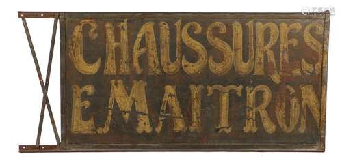 France, a large double sided metal hand painted shoe shop si...