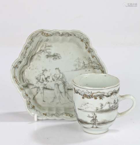 Chinese export ware grisaille cup and saucer, Qing Dynasty, ...