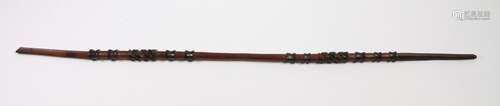 Tanzanian hardwood staff, with square tapering ends and carv...