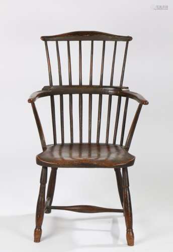 English 19th Century stick back Windsor ash and elm painted ...