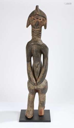 Sierra Leone Mende standing figure, the head with carved lin...