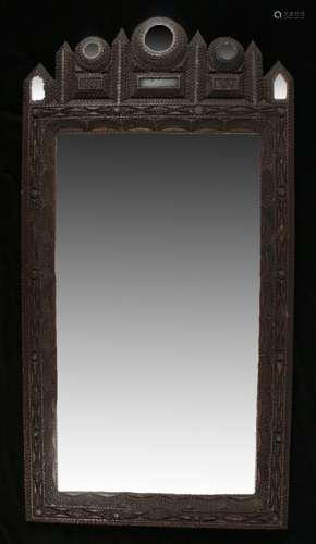19th Century French Tramp Work mirror, of large proportions,...