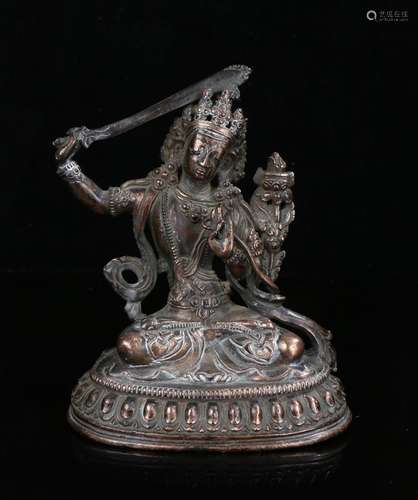 Tibetan copper alloy figure of Manjushri, possibly 18th Cent...