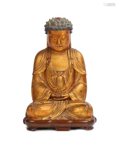 Chinese gilt lacquered wood figure of Buddha, Ming Dynasty, ...