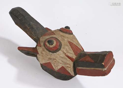 Bamana Mali zoomorphic mask, painted in red and black, with ...