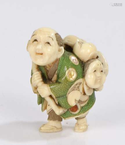 Japanese Tokyo School Meiji period ivory netsuke, By Yasutom...