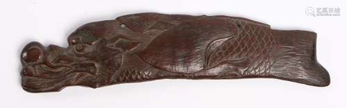 Japanese Edo period Dragon Fish gong, Circa 1860, carved wit...