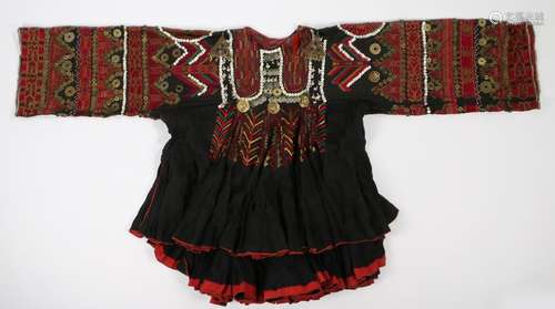 Pakistan Kohistani dress, the front finely decorated with mo...