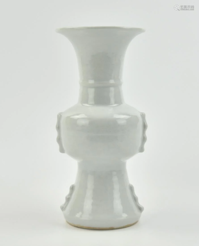 Chinese White Gu Vase w/ Incised Dragon, 19th C.