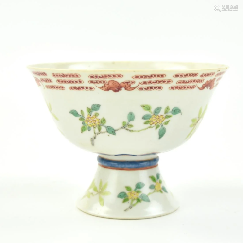 Chinese Famille Rose Stem Bowl, 18-19th C.