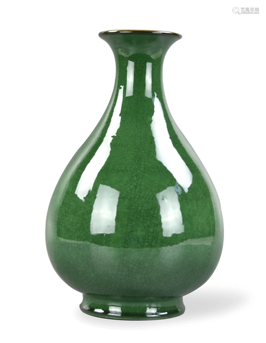 Chinese Green Glazed Pear Vase, 19-20th C.