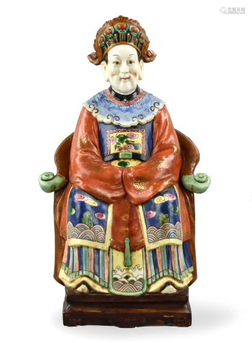 Chinese Famille Rose Figure of Woman, Late Qing D