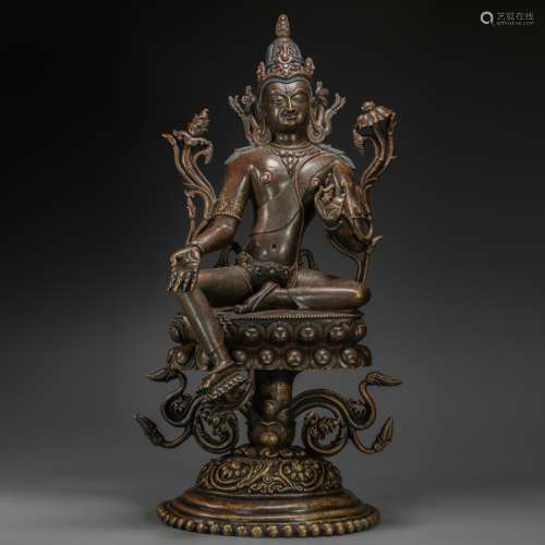 DaLaKe Style Inlaying Silvering Buddha Statue from 13th Cent...