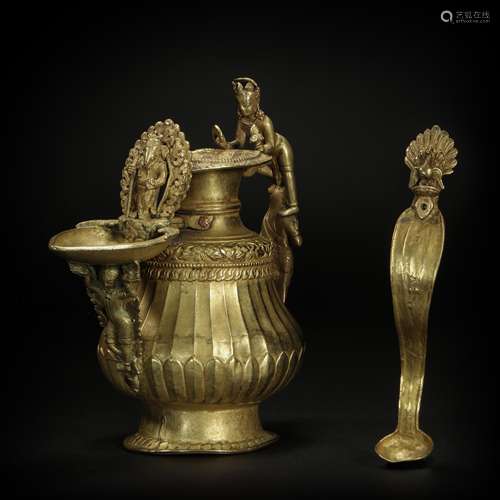 Copper and Golden Vase from Sassanid Empire