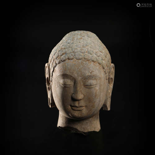 Stone carved Buddha Head from Northern Qi