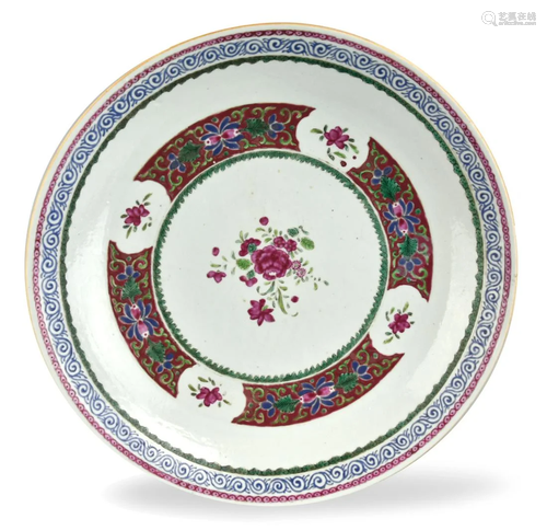 Large Chinese Famille Rose Charger, 18th .