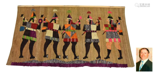 Large Peruvian Blanket w/ Figures, 18th C.