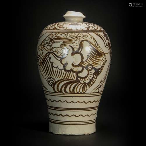 YaoZhou Kiln Prunus Vase from Yuan