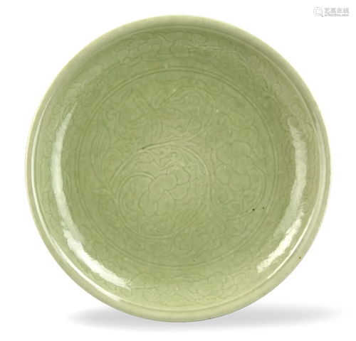 Chinese Celadon Glaze Charger w/ Lotus, Qianlong P