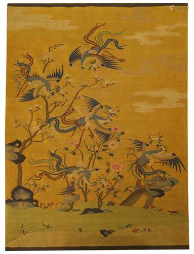 Silk Tapestry Pheonix Drawing from Qing