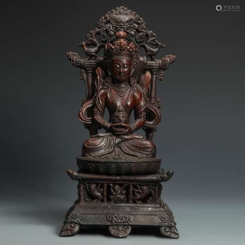 Wood Carved Buddha Statue from Qing