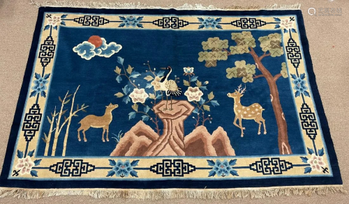 Chinese Carpet w/ Deer & Crane, Rockwork