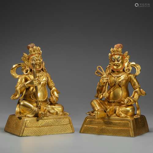 Copper and Golden Buddha Statue from Qing