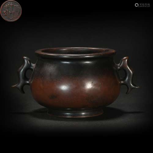 Two Ear Copper Censer from Ming