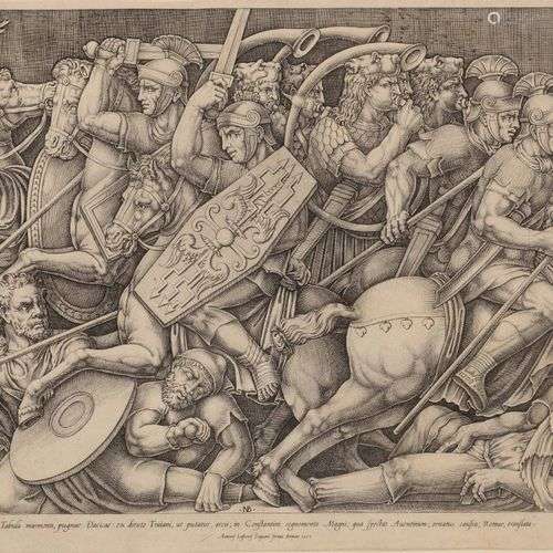 Nicolas BEATRIZET (1507/15 - 1570) Romains combattant contre...