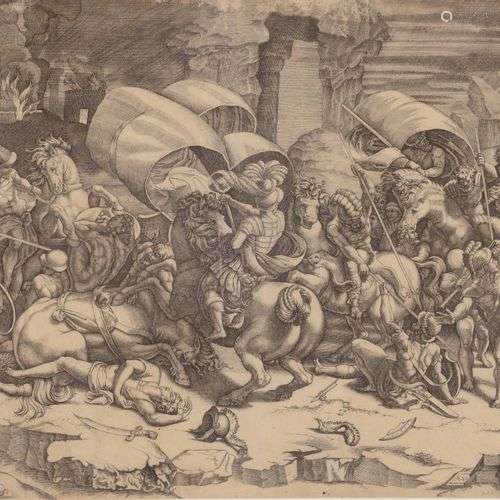 Agostino VENEZIANO (1490-1569) Bataille au coutelas, d'après...