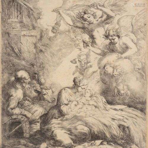 Bartolomeo BISCAINO (1632 - 1657) La Nativité avec les anges...