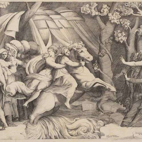 Jules BONASONE (1498 - 1580) Clélie traversant le Tibre d'ap...