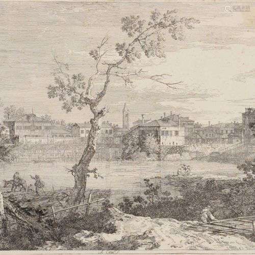 Antonio CANALETTO (1697 - 1768) Vue d'une ville sur une rive...
