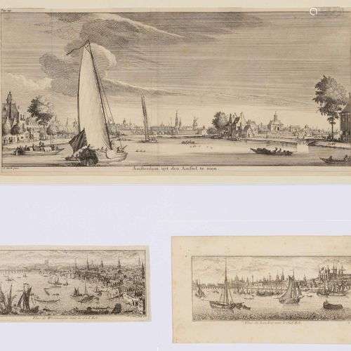 VUES Amsterdam, vue de l'Amstel d'après A.Stork. 14,7 x 30,2...