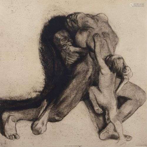 Käthe KOLLWITZ (1867 – 1945) Tod und Frau. 1910. Eau-forte, ...