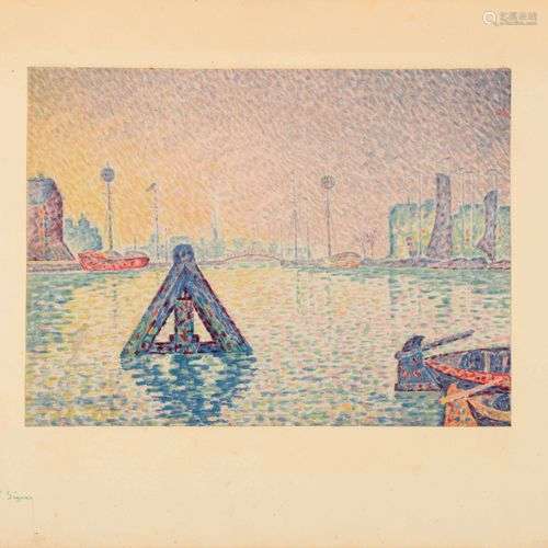 Paul SIGNAC (1863 – 1935) En Hollande, la Balise. 1894. Lith...