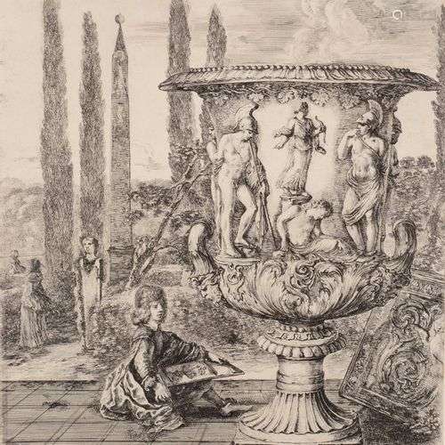 Stefano DELLA BELLA(1610-1664) Le Vase dans les jardins Médi...