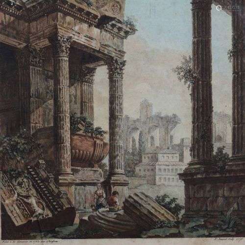 Jean-François JANINET (1752 - 1814) Reste d'un ancien temple...