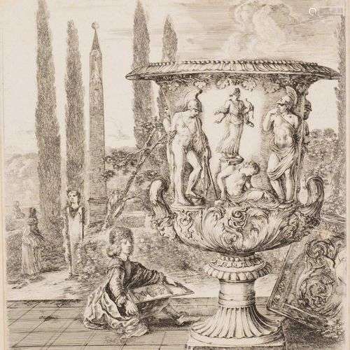 Stefano DELLA BELLA(1610-1664) Vase dans les Jardins Médicis...