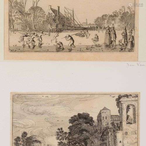 Jan II VAN VELDE (1593 – 1641) Ruines d'édifices – rivière g...