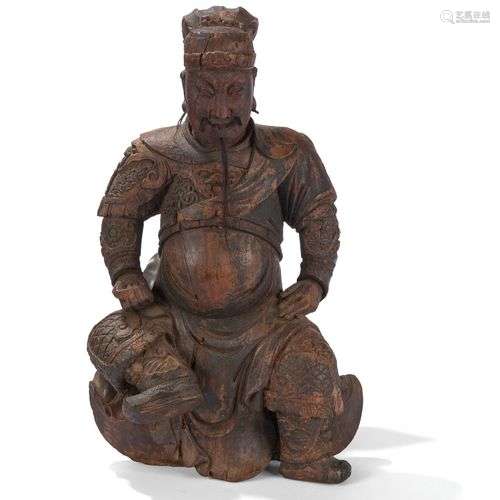 STATUE DE GUANDI EN BOIS SCULPTE Chine, XIXème siècle. Repré...