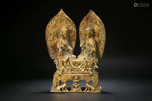 Double Gilt Bronze Buddha Statues of the Northern Wei Dynast...