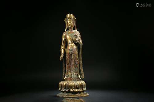 Standing Gilt Bronze Guanyin Statue of the Northern Wei Dyna...