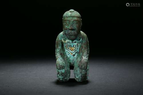 Bronze Figurines Inlaid with Pine and Stone Han Dynasty