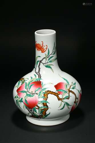 Famille rose celestial vase with peach pattern Qing dynasty