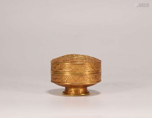 Gold Capricorn Powder Box Liao Dynasty