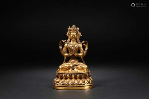 Gilt Bronze Buddha Statue in Qing Dynasty