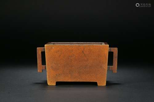 Bronze Binaural Square Furnace Ming Dynasty